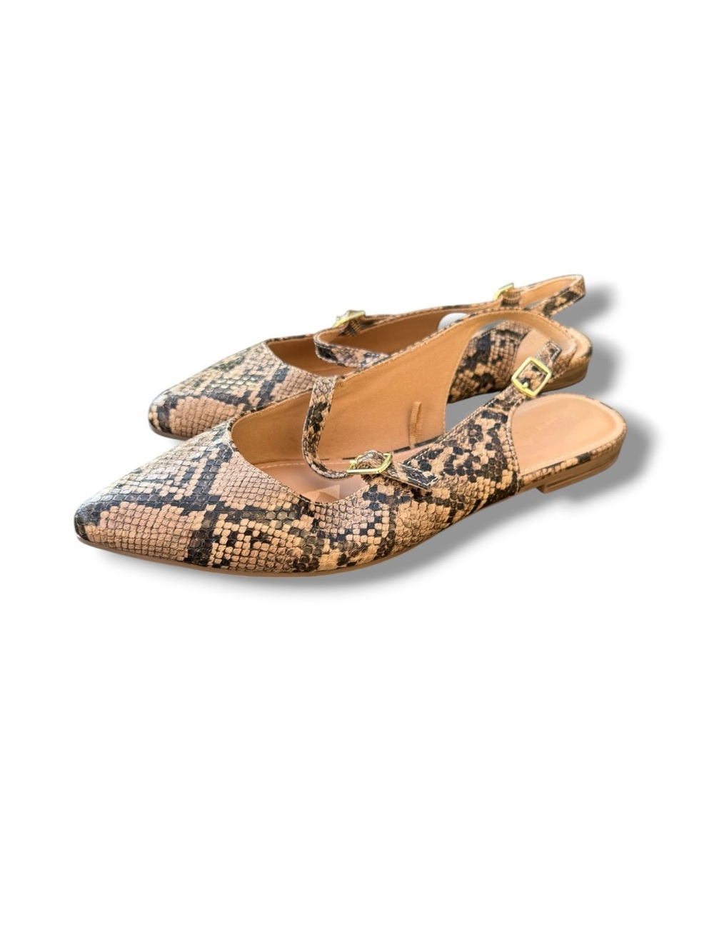 Old Navy Pointed Toe Snake Print Slingback Flats , Women’s Size 10